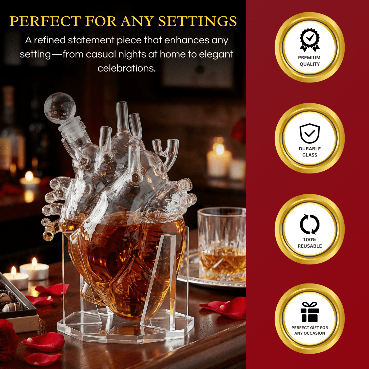 Heart Decanter Whiskey Wine Decanter Set By Organ Aerator Funny Gift For That Someon - HOUSE OF SHE