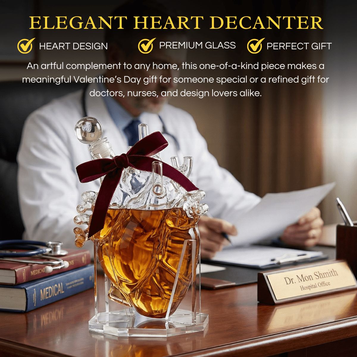 Heart Decanter Whiskey Wine Decanter Set By Organ Aerator Funny Gift For That Someon - HOUSE OF SHE