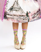 Heart Floral Sheer Crew Sock - HOUSE OF SHE