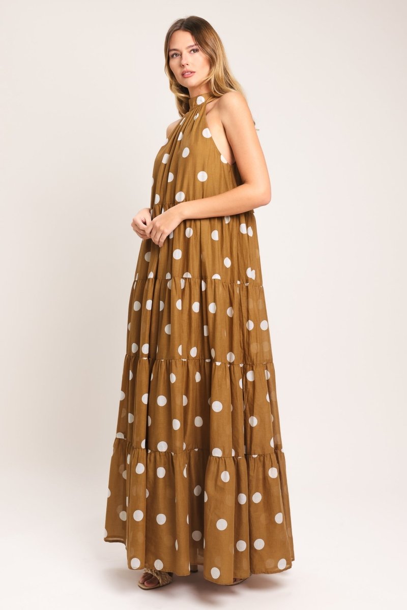 HONEY POLKA WOVEN MAXI DRESS - HOUSE OF SHE