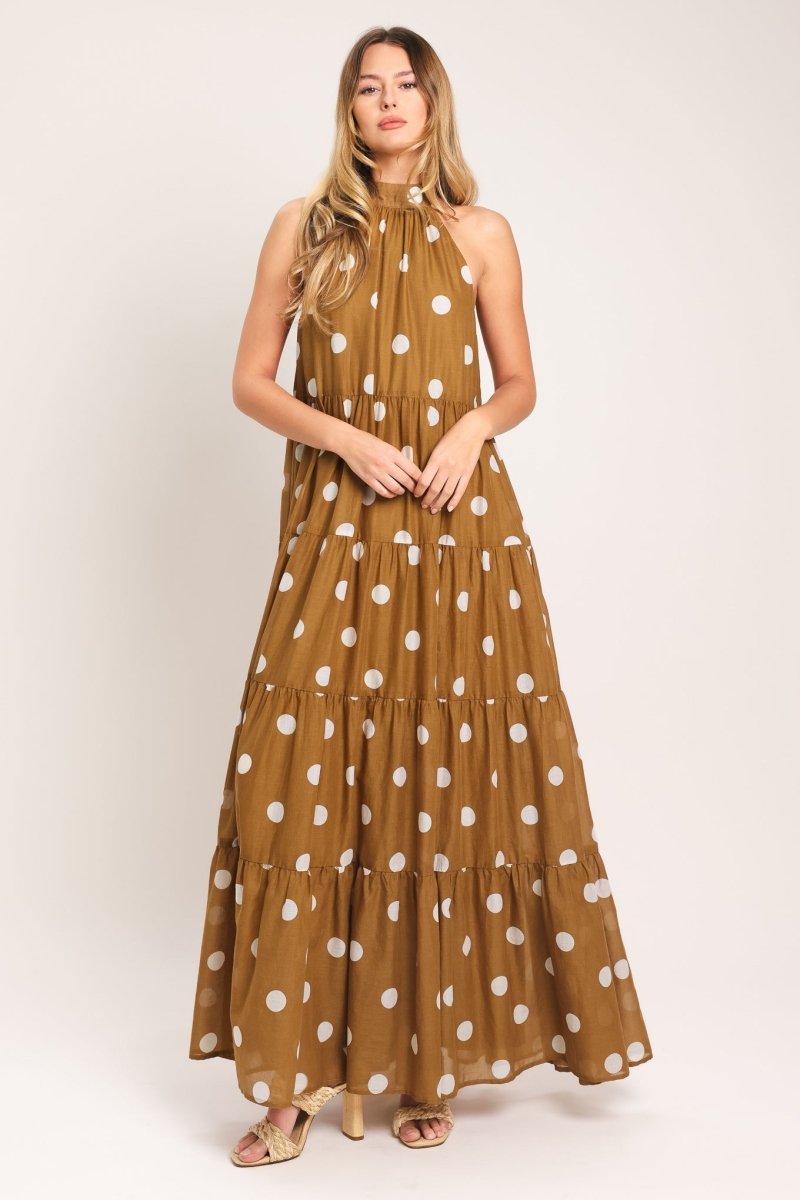 HONEY POLKA WOVEN MAXI DRESS - HOUSE OF SHE