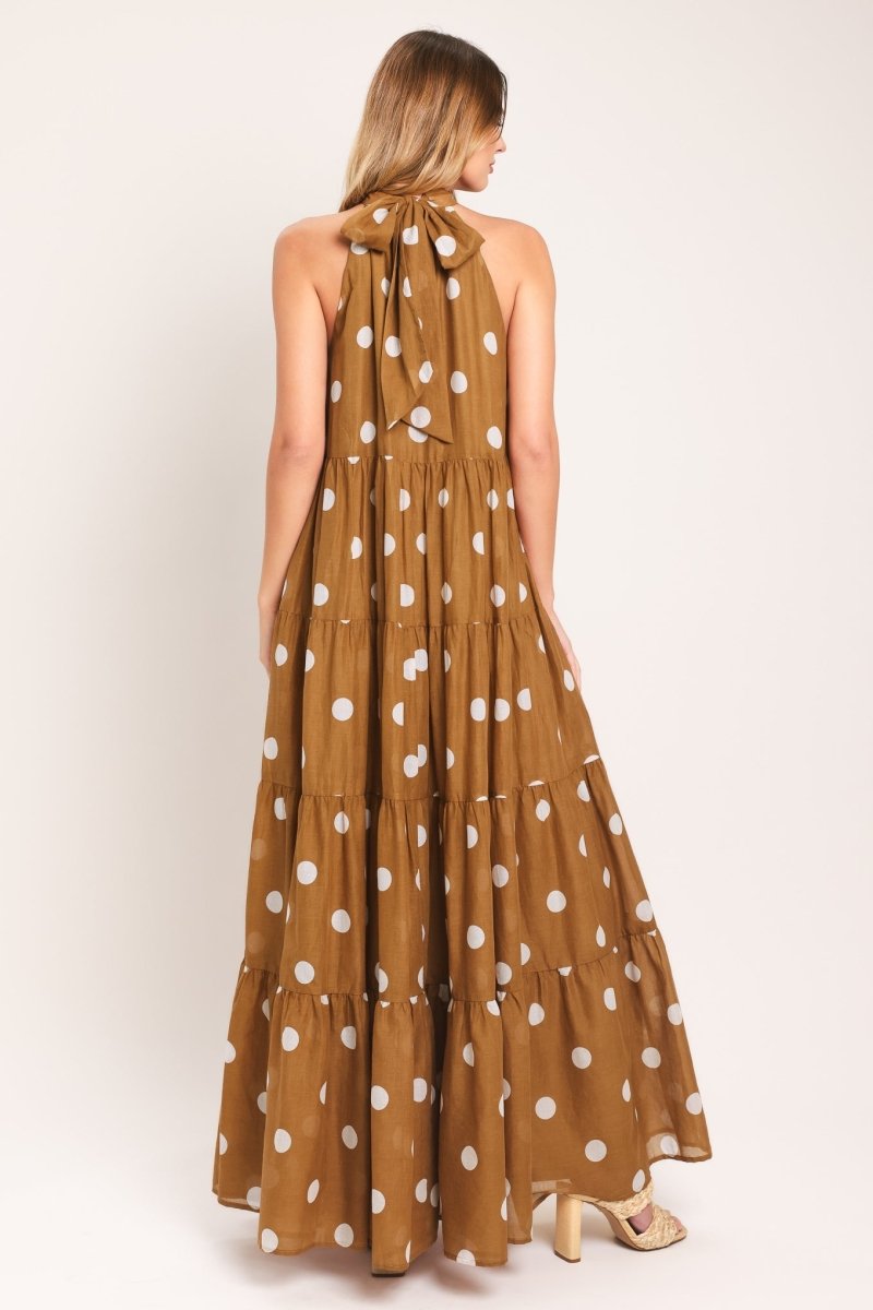 HONEY POLKA WOVEN MAXI DRESS - HOUSE OF SHE