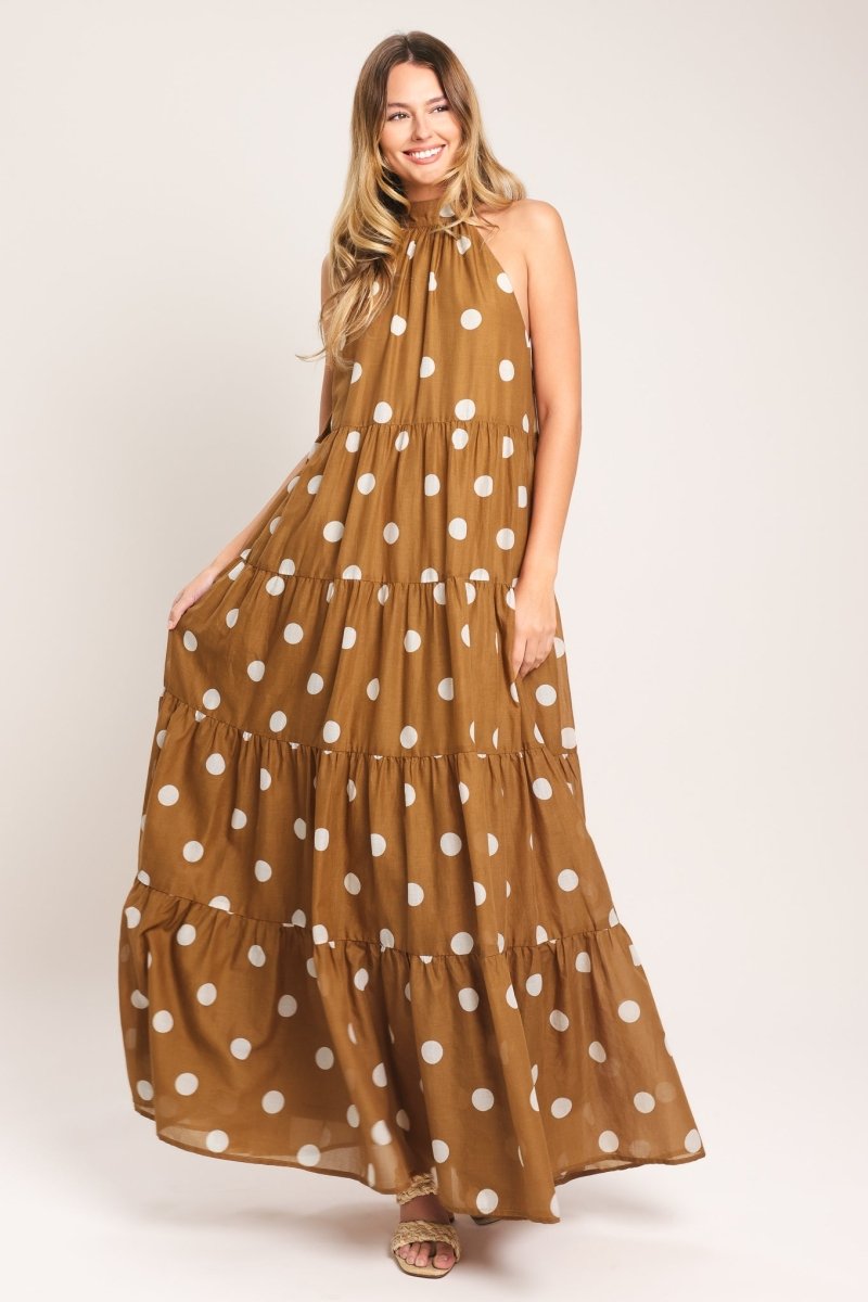 HONEY POLKA WOVEN MAXI DRESS - HOUSE OF SHE