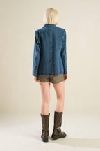 HOT TO GO DENIM BLAZER - HOUSE OF SHE