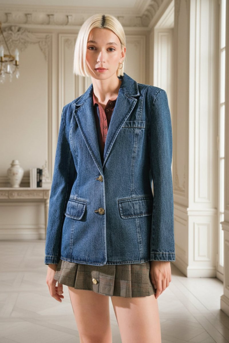 HOT TO GO DENIM BLAZER - HOUSE OF SHE