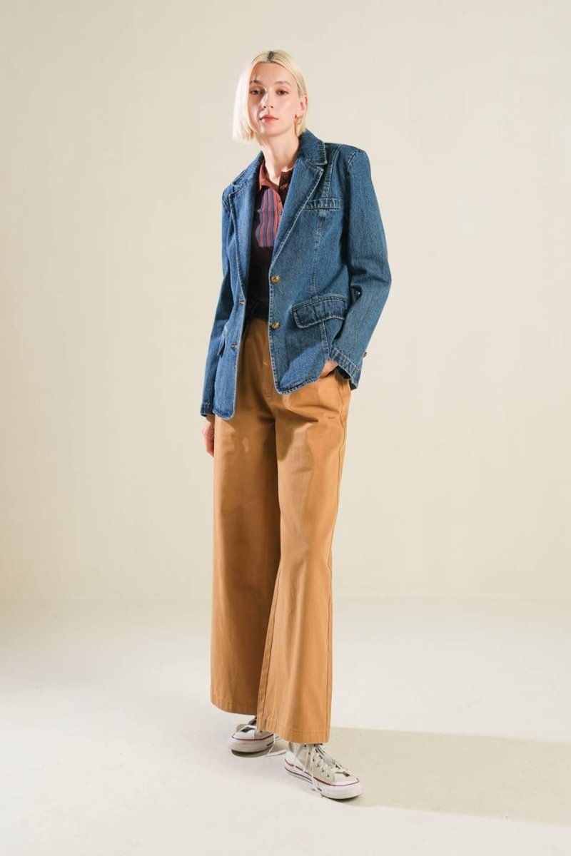 HOT TO GO DENIM BLAZER - HOUSE OF SHE