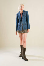 HOT TO GO DENIM BLAZER - HOUSE OF SHE
