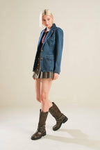 HOT TO GO DENIM BLAZER - HOUSE OF SHE