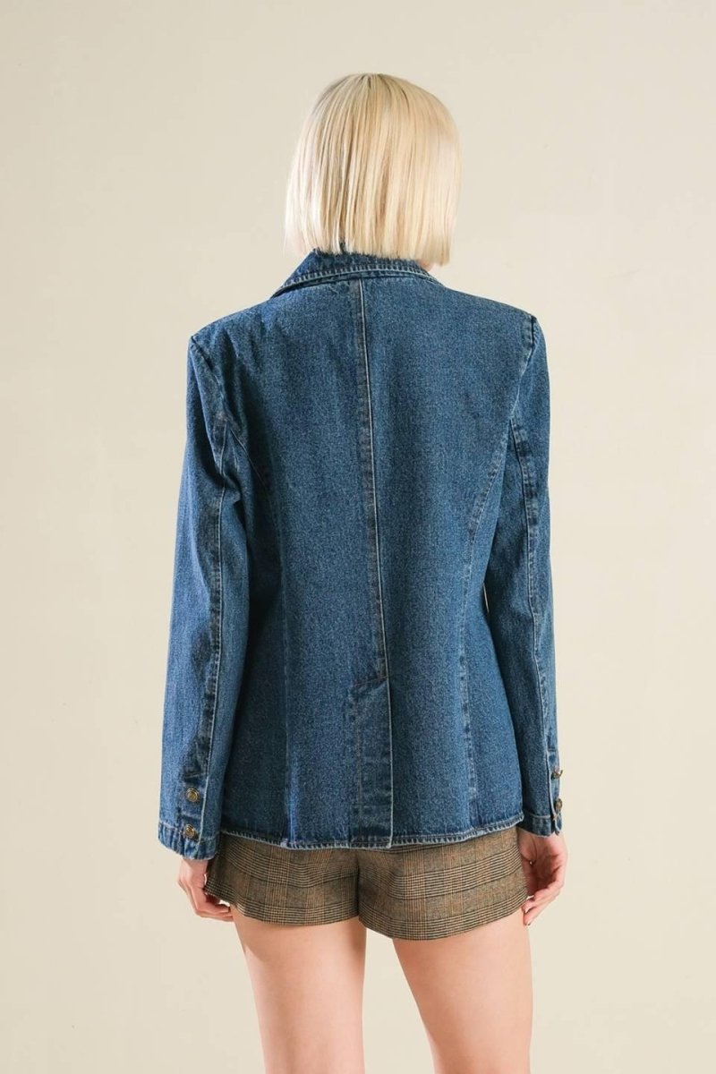 HOT TO GO DENIM BLAZER - HOUSE OF SHE