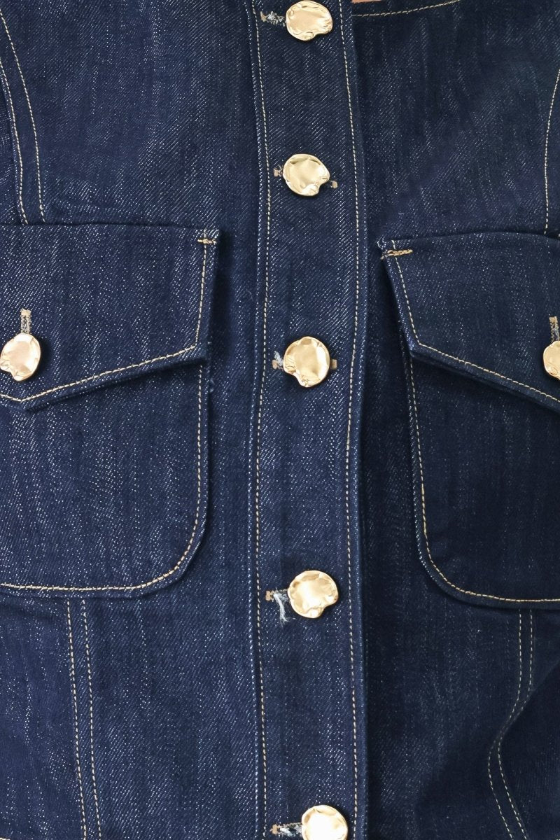 Iconic Indigo Denim Crop Vest - HOUSE OF SHE