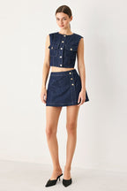 Iconic Indigo Denim Skort - HOUSE OF SHE