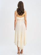 Idra Lace Trim Sleeveless Crochet Midi Trailing Dress - HOUSE OF SHE