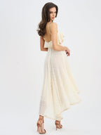 Idra Lace Trim Sleeveless Crochet Midi Trailing Dress - HOUSE OF SHE