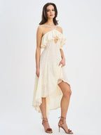Idra Lace Trim Sleeveless Crochet Midi Trailing Dress - HOUSE OF SHE