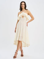 Idra Lace Trim Sleeveless Crochet Midi Trailing Dress - HOUSE OF SHE