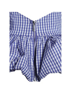 Ilene Blue Gingham Cotton Bubble Hem Halter Top - HOUSE OF SHE