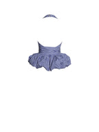 Ilene Blue Gingham Cotton Bubble Hem Halter Top - HOUSE OF SHE