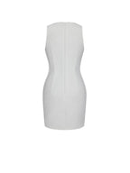Iliana White Pearl Chain Embellished Midi Dress - HOUSE OF SHE