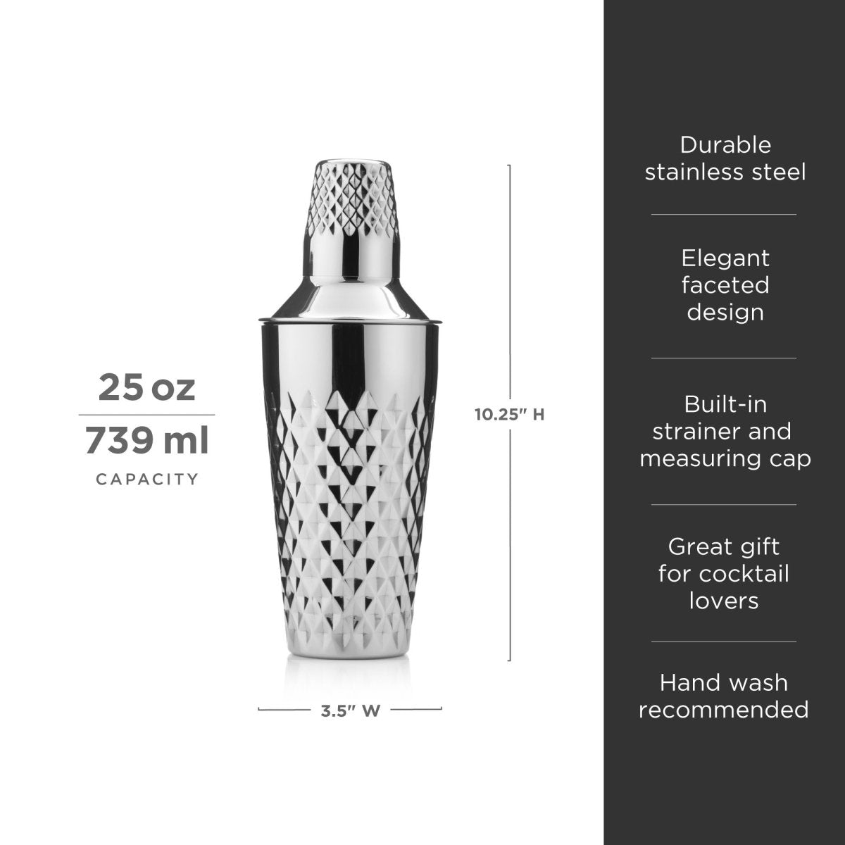 Irving Stainless Steel Faceted Cocktail Shaker - HOUSE OF SHE