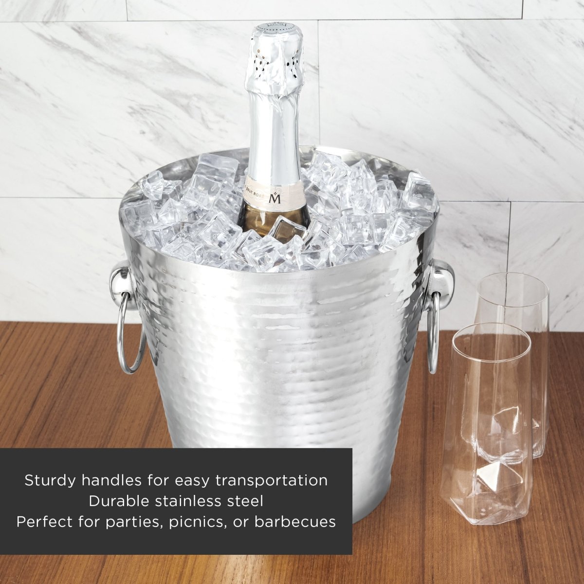Irving Stainless Steel Hammered Ice Bucket - HOUSE OF SHE