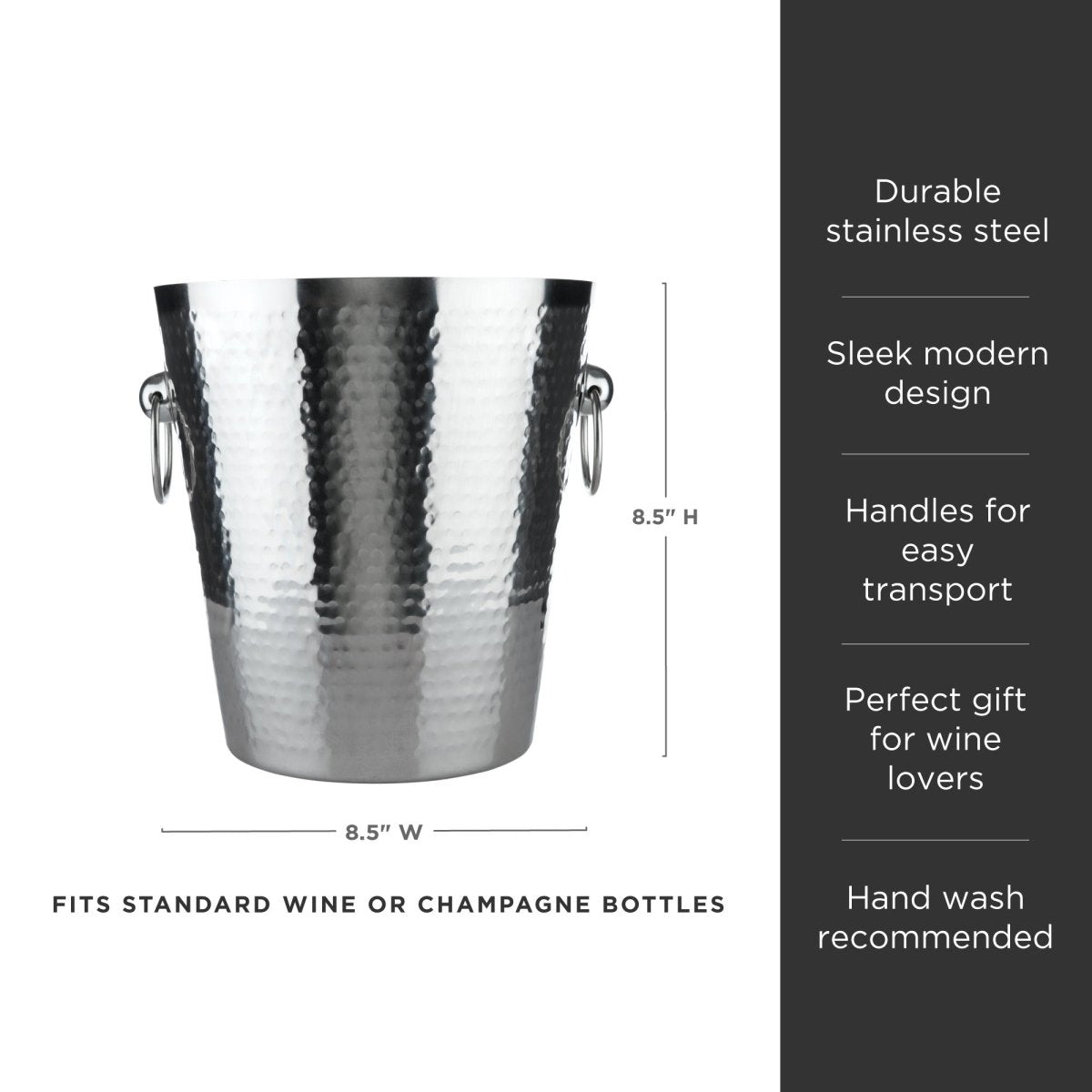 Irving Stainless Steel Hammered Ice Bucket - HOUSE OF SHE