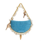 Isla Blue Small Straw Top Handle Bag - HOUSE OF SHE