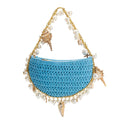 Isla Blue Small Straw Top Handle Bag - HOUSE OF SHE