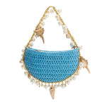 Isla Blue Small Straw Top Handle Bag - HOUSE OF SHE