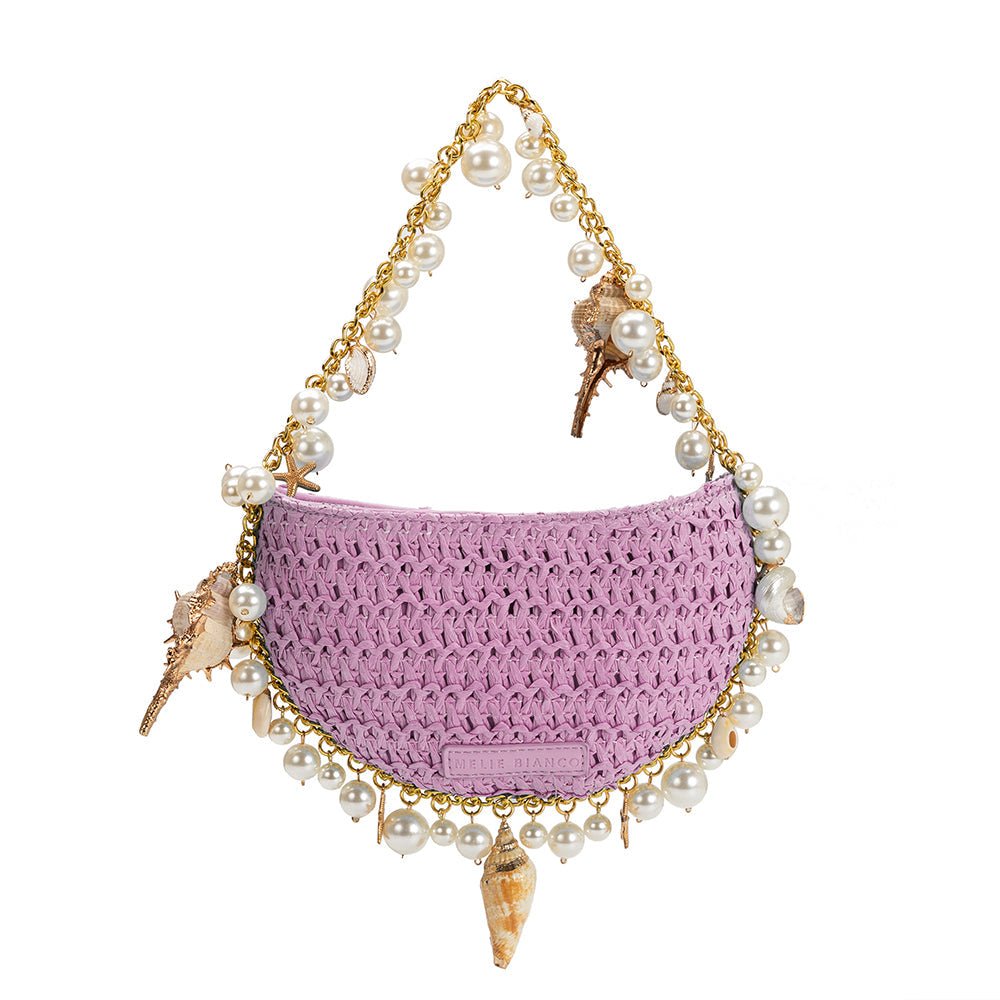 Isla Lavender Small Straw Top Handle Bag - HOUSE OF SHE