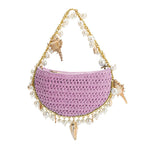 Isla Lavender Small Straw Top Handle Bag - HOUSE OF SHE