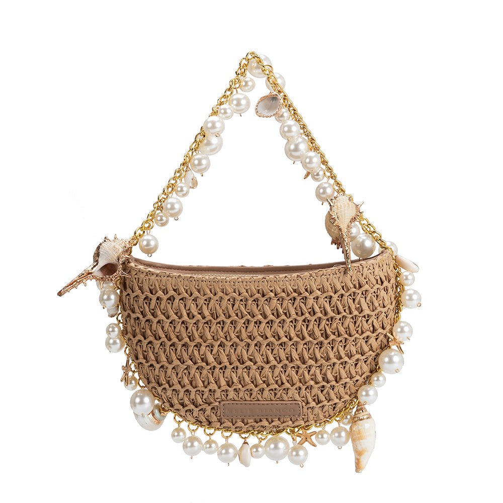 Isla Sand Small Straw Top Handle Bag - HOUSE OF SHE