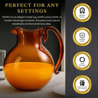 Italian Design Amber Glass Jug Mouth-Blown Venetian Pitcher 750ml Handmade Murano - HOUSE OF SHE