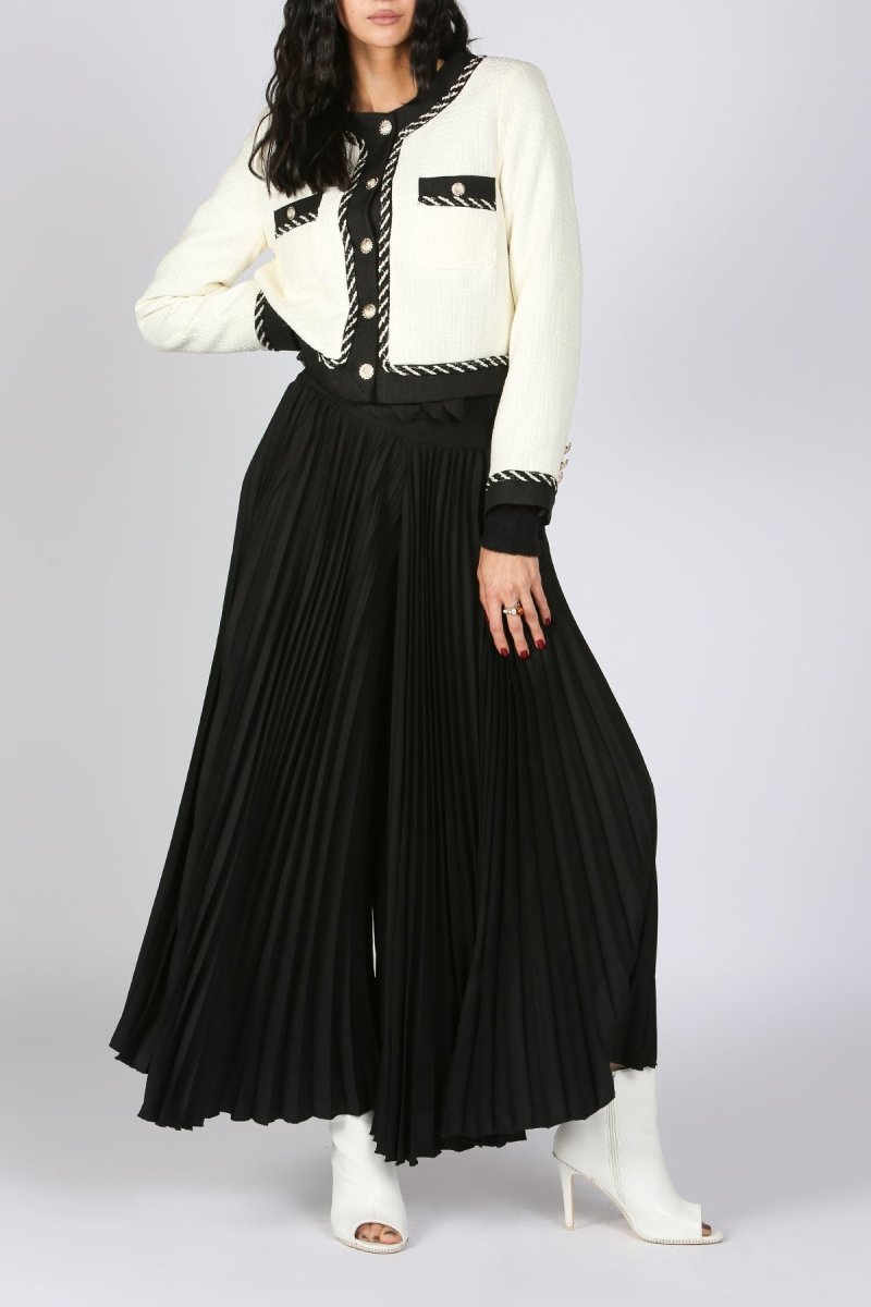 Jayden Black Trimmed Tweed Crop Jacket - HOUSE OF SHE