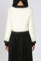 Jayden Black Trimmed Tweed Crop Jacket - HOUSE OF SHE