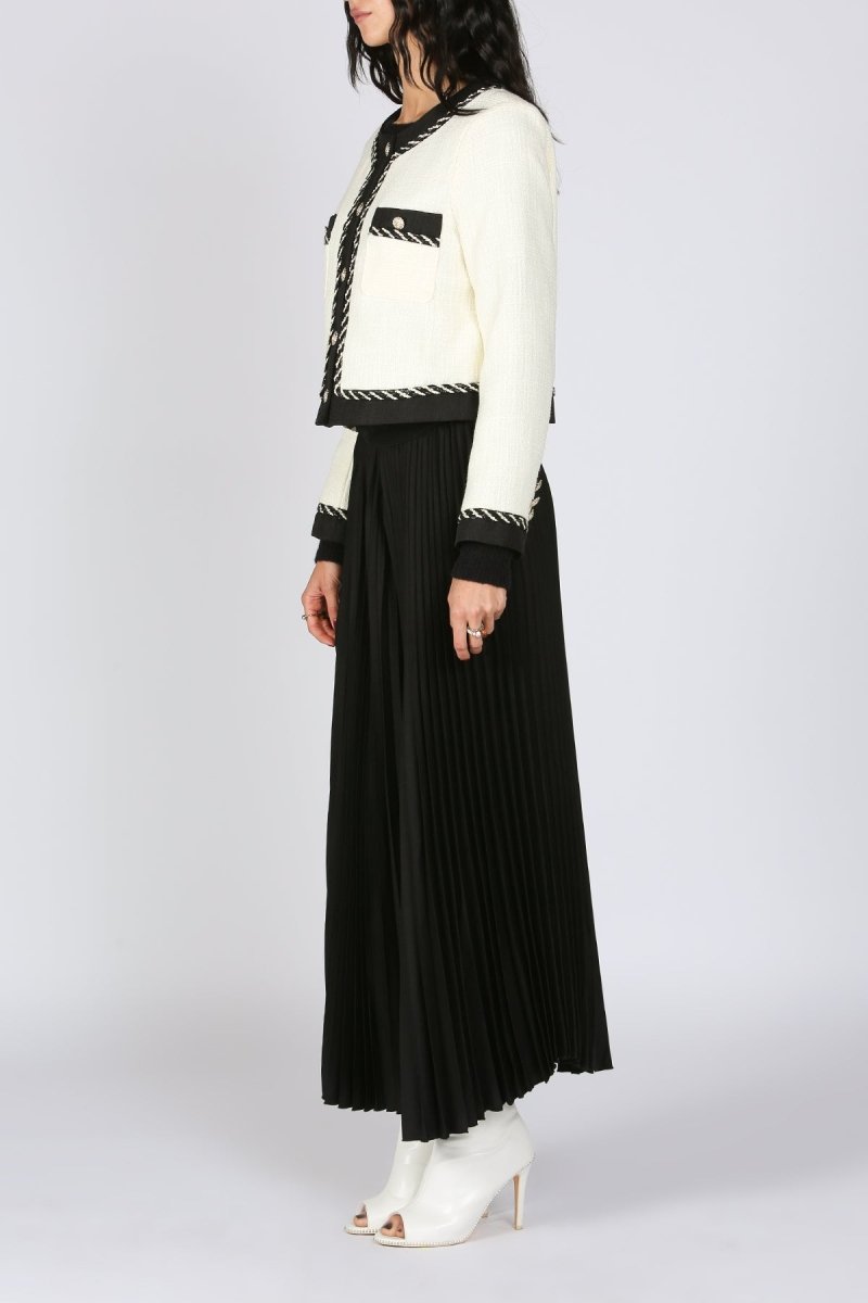 Jayden Black Trimmed Tweed Crop Jacket - HOUSE OF SHE