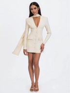 Jeannie Cream Blazer Mini Dress - HOUSE OF SHE
