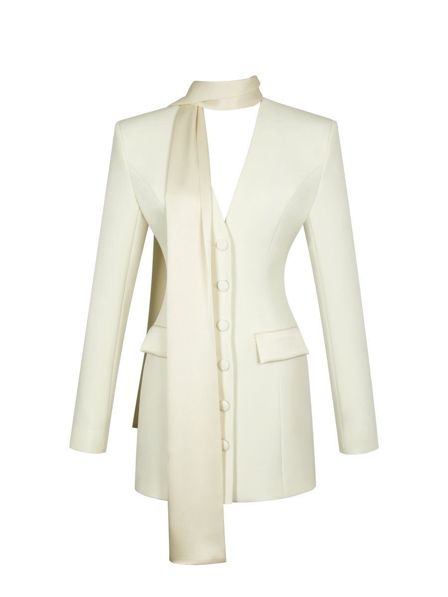 Jeannie Cream Blazer Mini Dress - HOUSE OF SHE