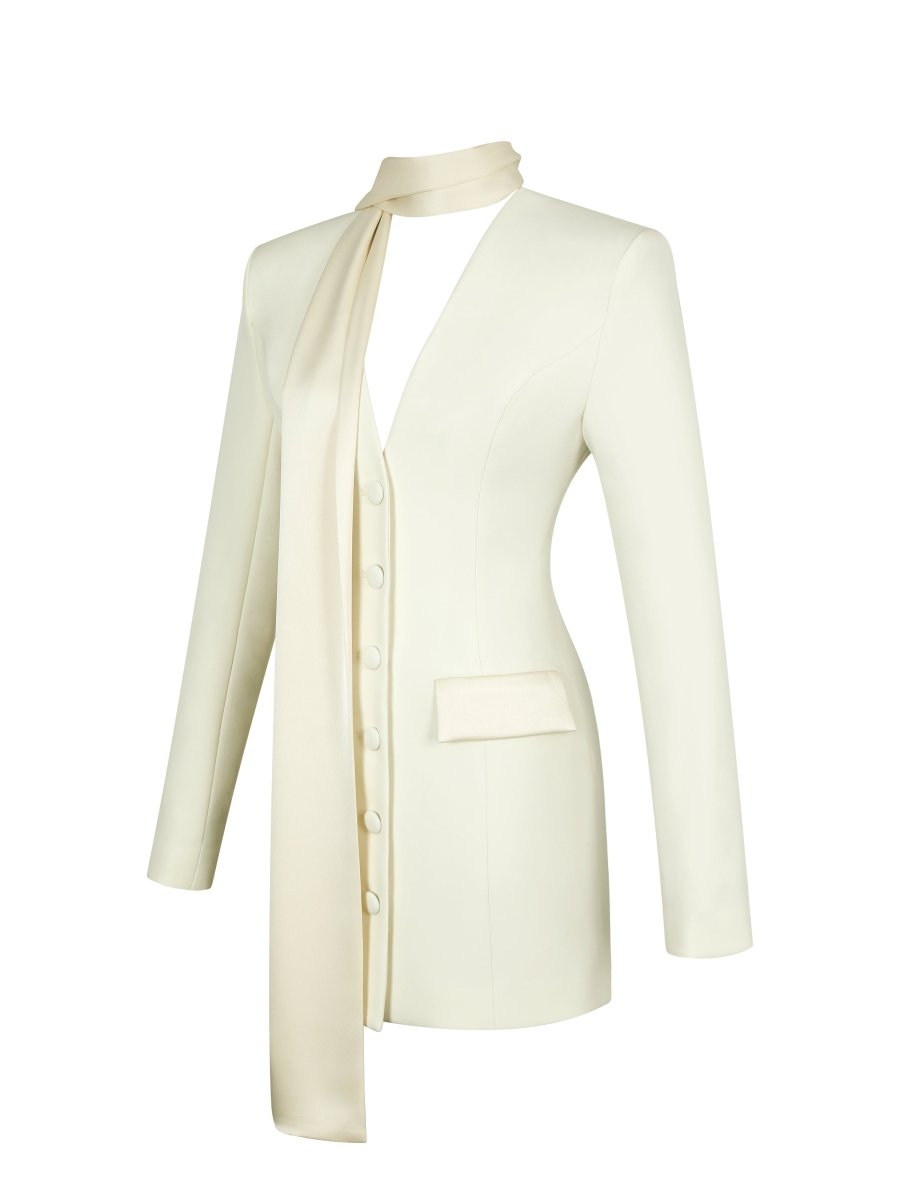 Jeannie Cream Blazer Mini Dress - HOUSE OF SHE