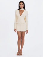 Jeannie Cream Blazer Mini Dress - HOUSE OF SHE
