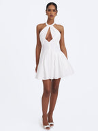 Jordyn Cotton Poplin Keyhole Halter Mini Dress - HOUSE OF SHE