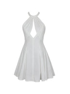 Jordyn Cotton Poplin Keyhole Halter Mini Dress - HOUSE OF SHE