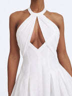 Jordyn Cotton Poplin Keyhole Halter Mini Dress - HOUSE OF SHE