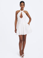 Jordyn Cotton Poplin Keyhole Halter Mini Dress - HOUSE OF SHE