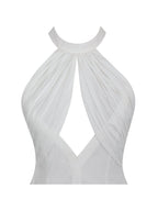 Jordyn Cotton Poplin Keyhole Halter Mini Dress - HOUSE OF SHE
