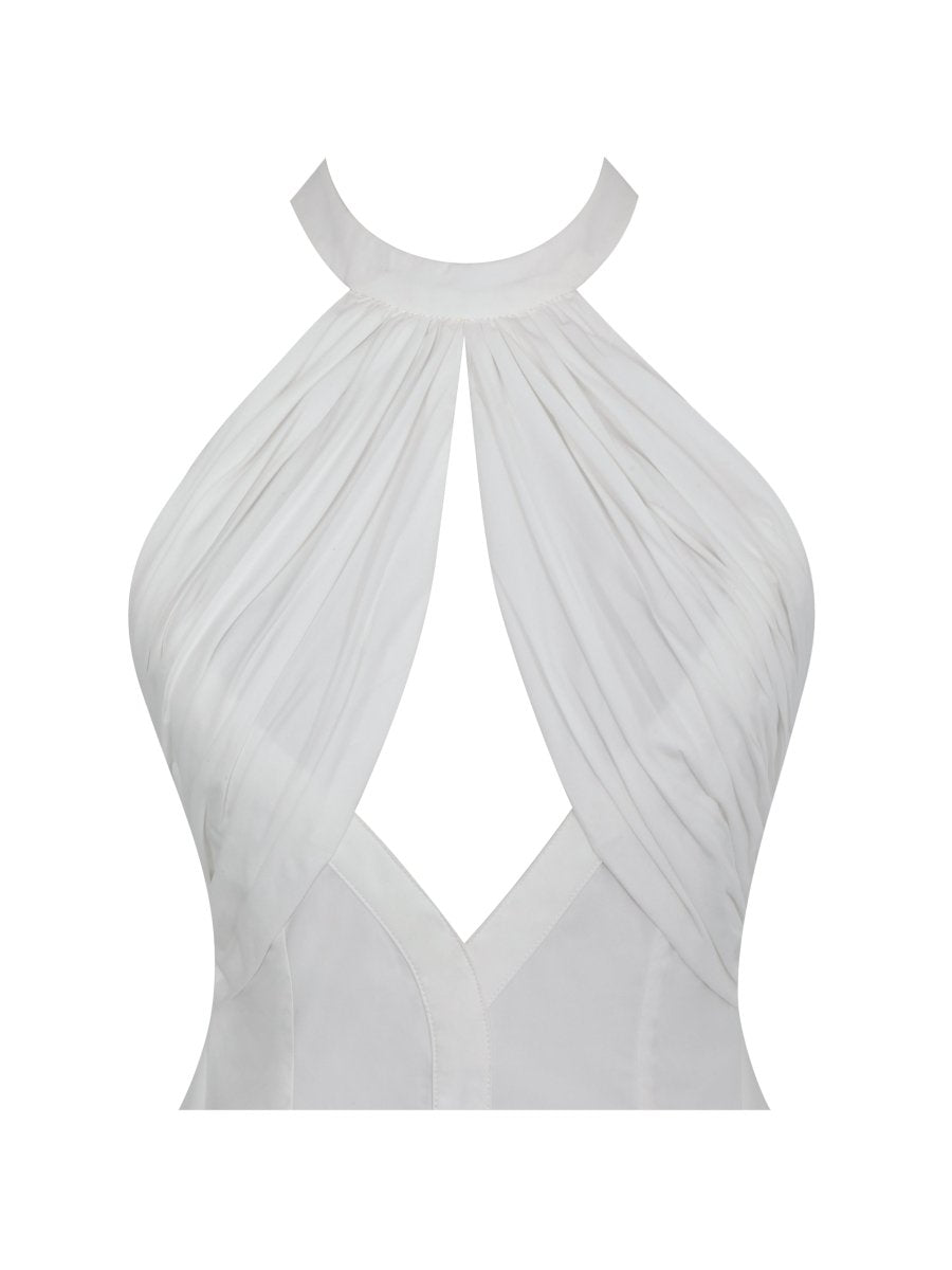 Jordyn Cotton Poplin Keyhole Halter Mini Dress - HOUSE OF SHE