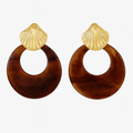 Kenle Shell Earring - Brown - HOUSE OF SHE