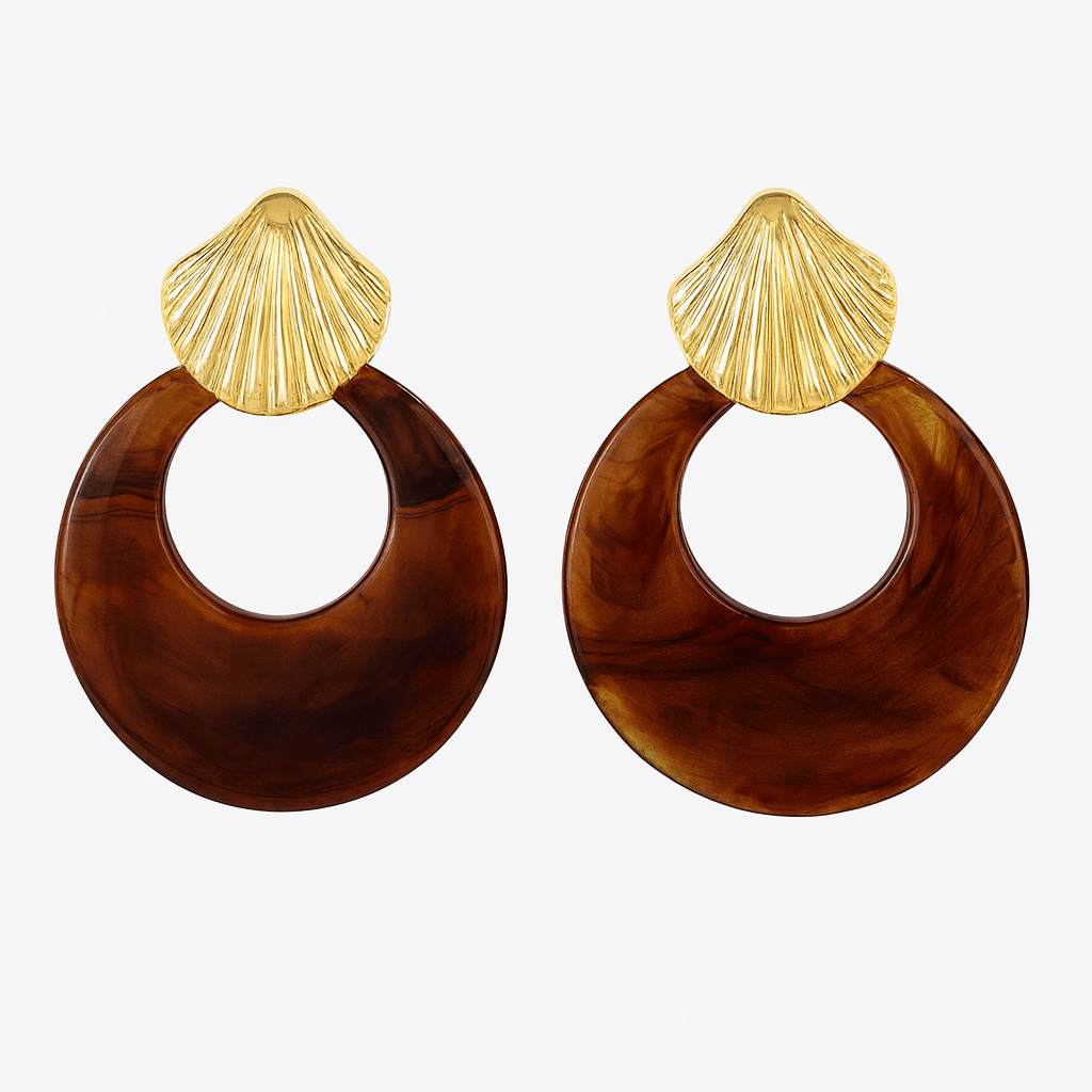 Kenle Shell Earring - Brown - HOUSE OF SHE