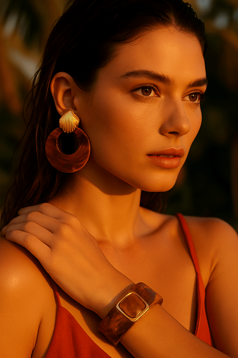 Kenle Shell Earring - Brown - HOUSE OF SHE