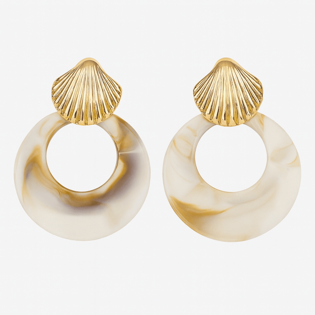 Kenle Shell Earring - Marble - HOUSE OF SHE