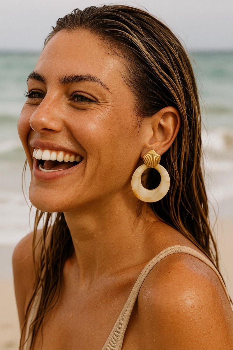 Kenle Shell Earring - Marble - HOUSE OF SHE